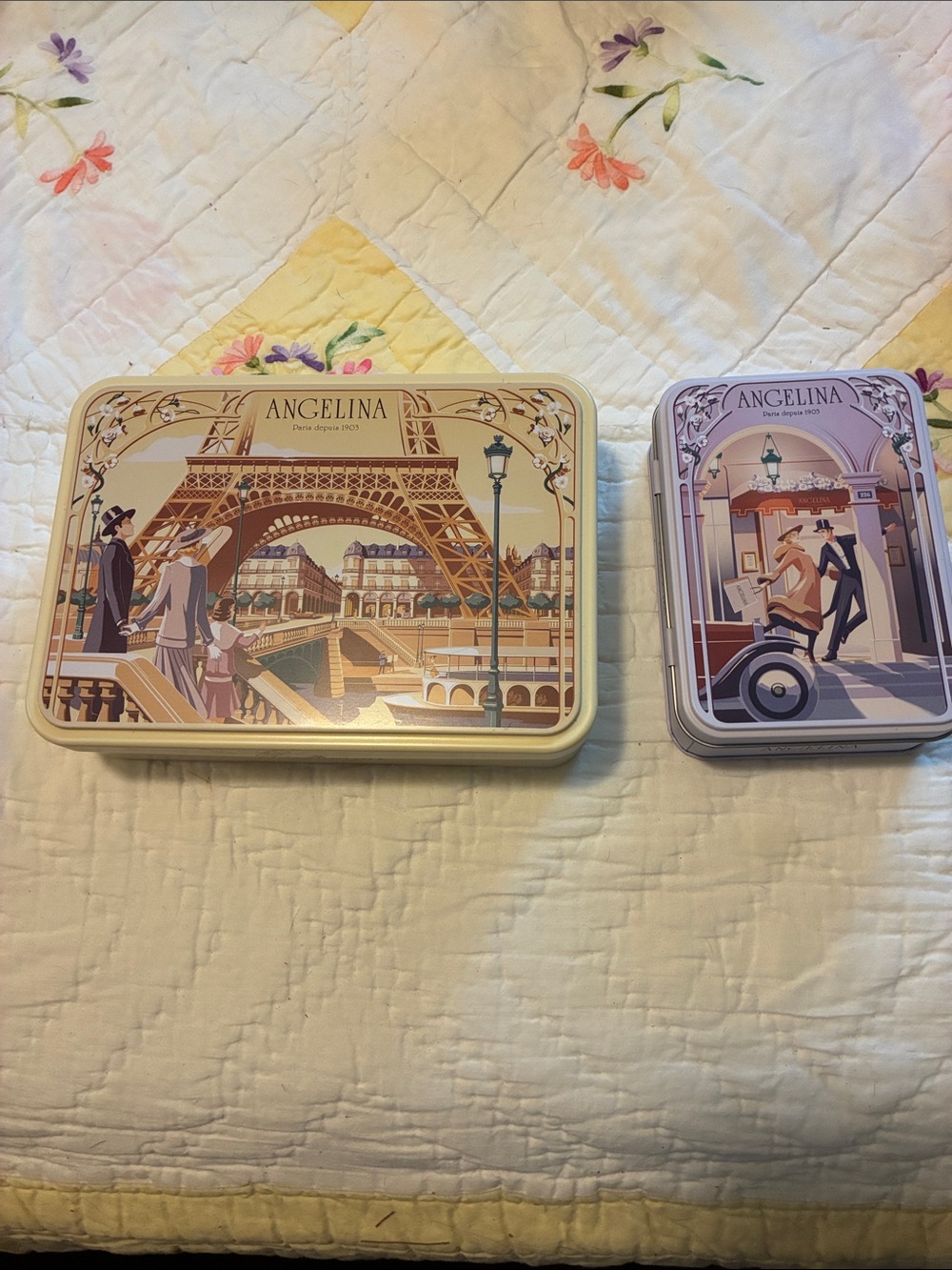 Angelina Parisian Collectible Tin Set in Cream and Lavender